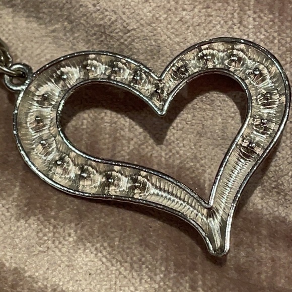 Open Abstract Heart Rhinestone Necklace 24” - Picture 6 of 7